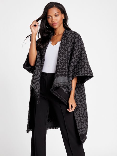 Charbon Deviner Allover Logo Ruana