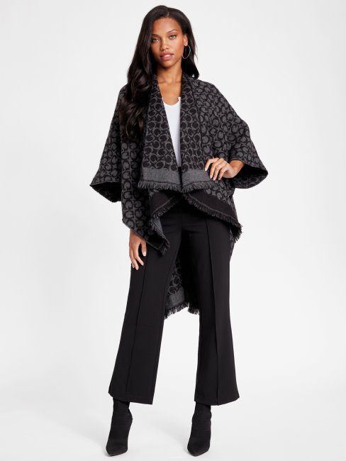 Charbon Deviner Allover Logo Ruana