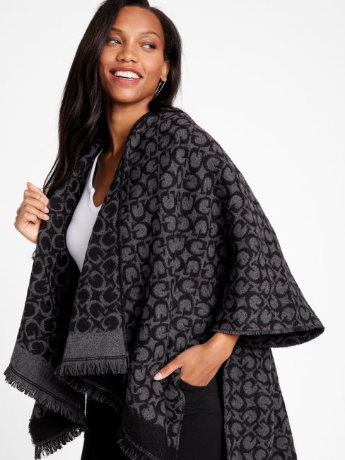 Charbon Deviner Allover Logo Ruana