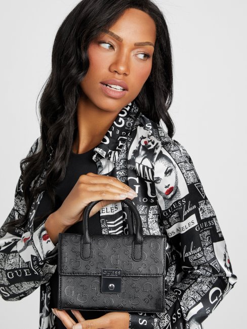 Mini Sac Fourre-tout Guess Sophie Noir à Logo