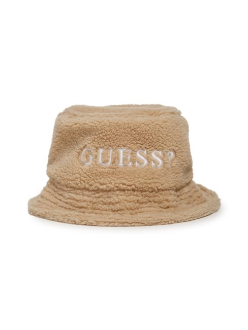 Chapeau Seau à Logo Sherpa Beige Guess