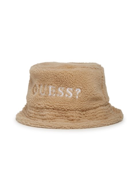 Chapeau Seau à Logo Sherpa Beige Guess