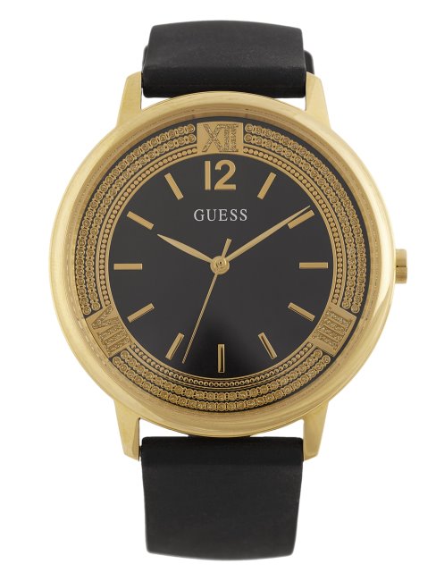 Montre En Silicone Noir Et Doré Guess No Color