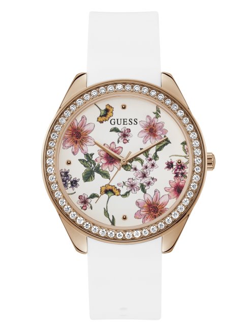 Montre Analogique Guess No Color à Fleurs Et Strass
