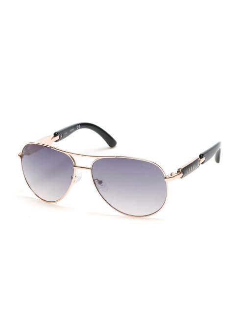 Lunettes De Soleil Aviateur Classiques Wht/rose Gold Guess