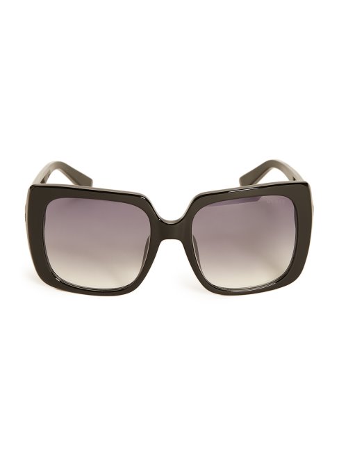 Guess Logo Strass Lunettes De Soleil Carrées En Plastique Argent