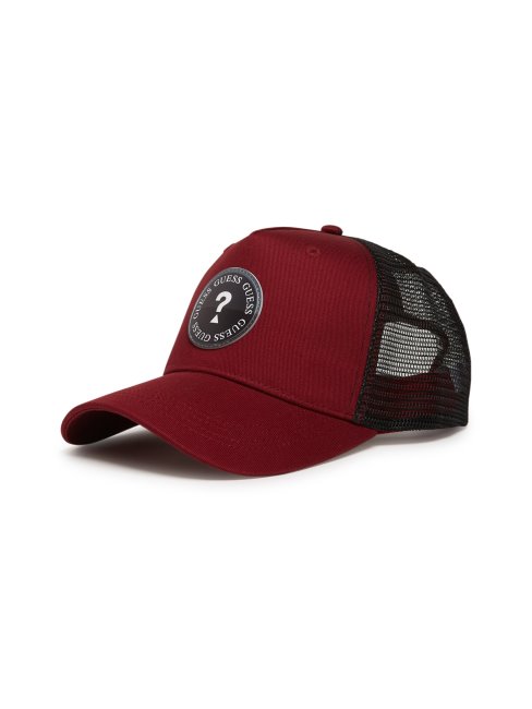 Casquette Trucker En Caoutchouc Bordeaux Logo Cercle Guess