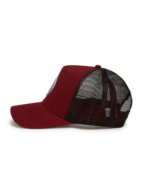 Casquette Trucker En Caoutchouc Bordeaux Logo Cercle Guess
