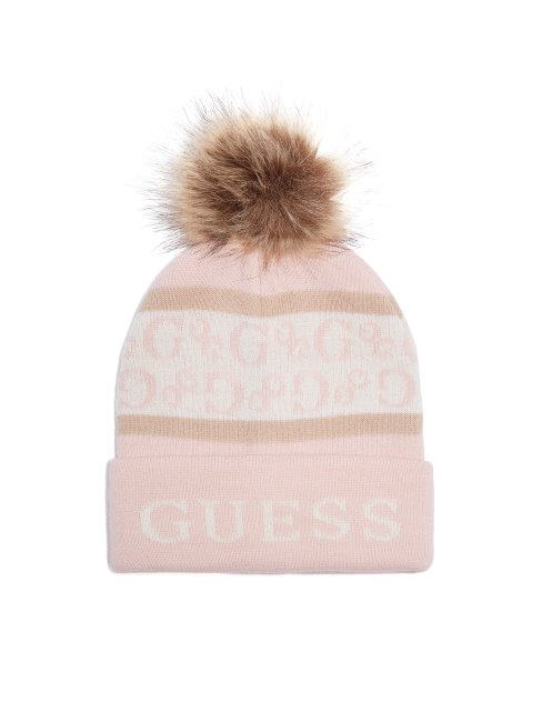 Bonnet à Pompon Rayé Avec Logo Guess Blush