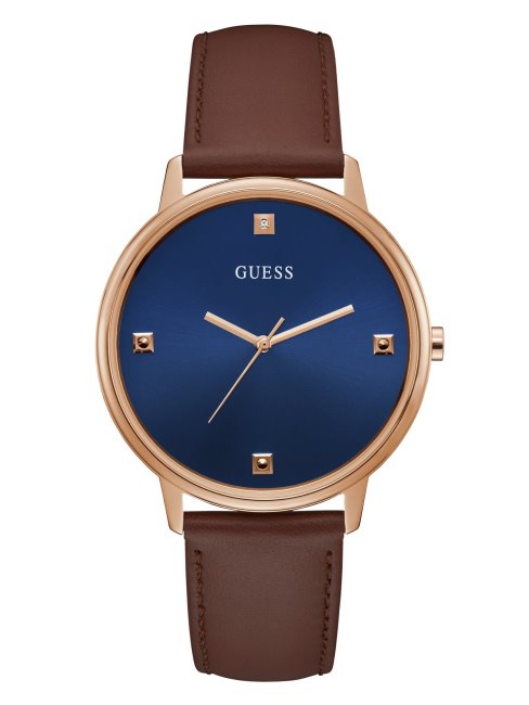 Montre Analogique Sans Couleur Bleu Et Marron