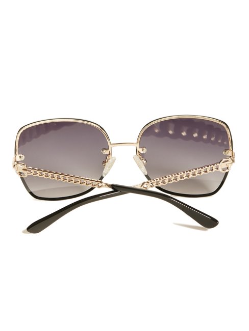 Guess Lunettes De Soleil Noires à Chaîne à Logo