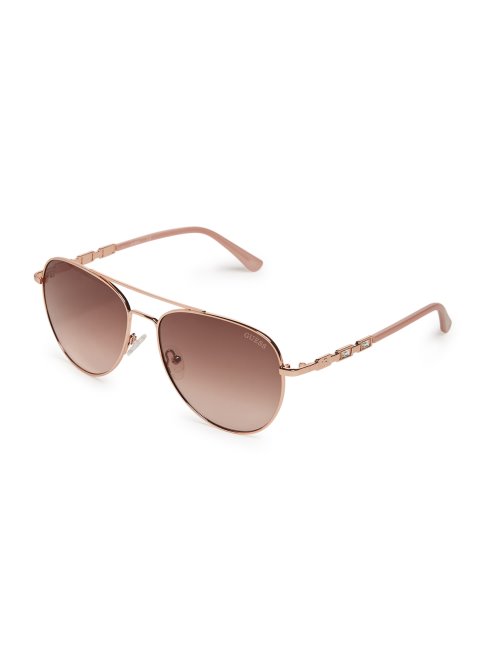 Guess Lunettes De Soleil Aviator Baguette En Métal Or Rose