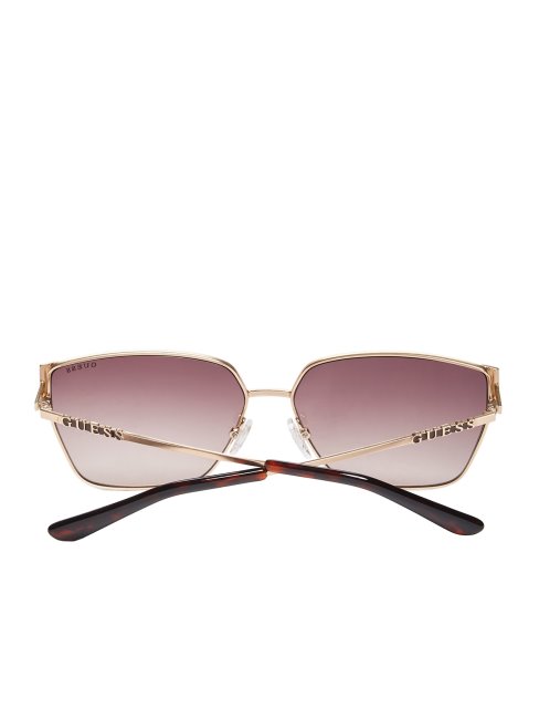 Lunettes De Soleil Carrées-ovales En Métal écailles De Tortue Guess