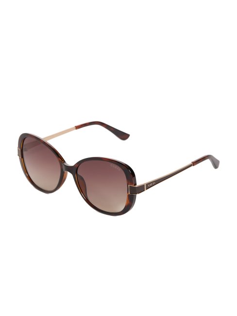 Guess Oversize Lunettes De Soleil Ovales Havane Foncé/brn Dégradé