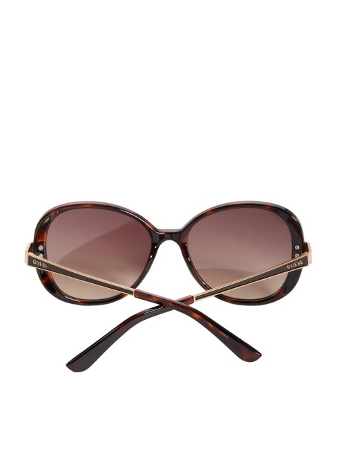 Guess Oversize Lunettes De Soleil Ovales Havane Foncé/brn Dégradé