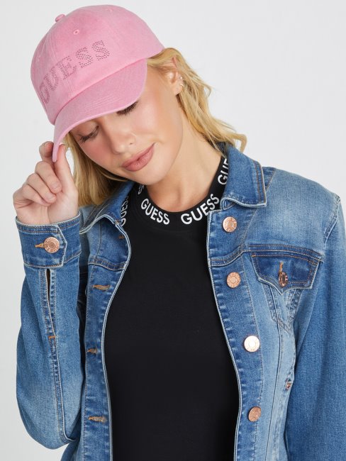 Casquette De Baseball En Denim Blush Strass Guess