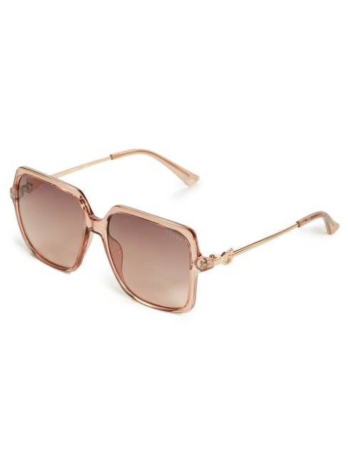 Lunettes De Soleil Carrées Surdimensionnées Roses Guess