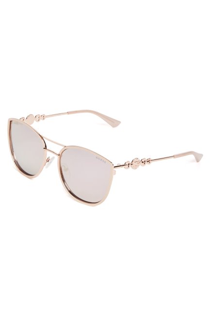 Lunettes De Soleil Yeux De Chat En Métal Doré Rose Guess