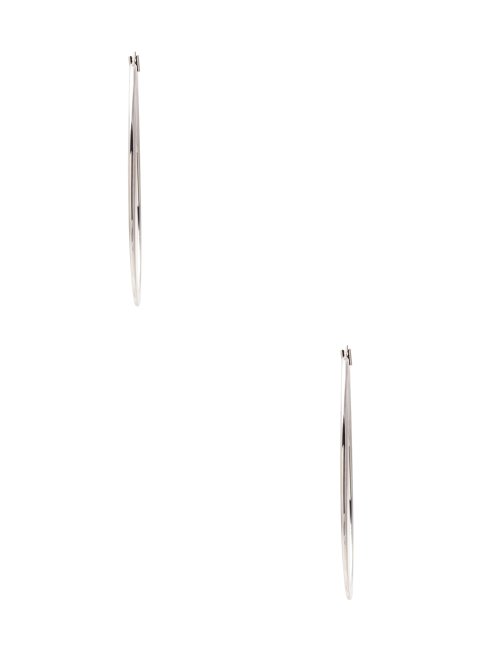 Boucles D'oreilles Créoles à Grand Logo En Métal Argenté Guess