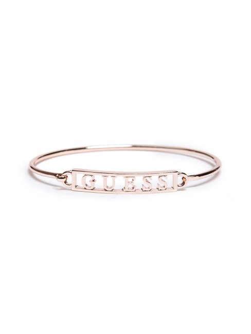 Guess Bracelet Jonc Logo Doré Rose Argent