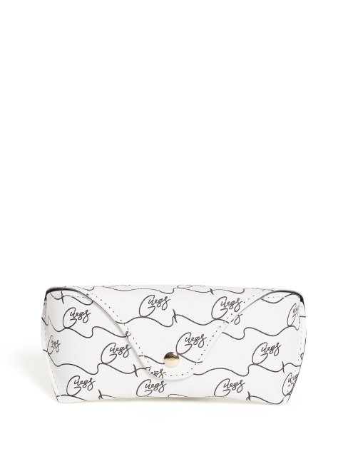 étui Souple Pour Lunettes De Soleil Logo Script Crème Guess
