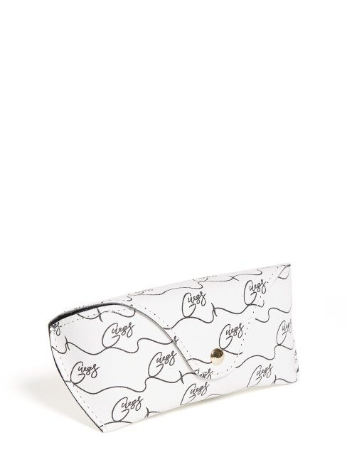 étui Souple Pour Lunettes De Soleil Logo Script Crème Guess