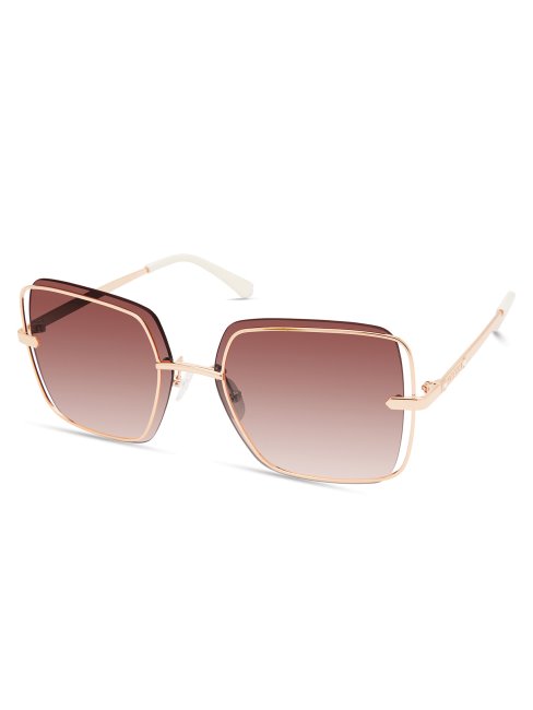 Lunettes De Soleil Carrées En Métal Sans Monture Guess Or Rose Brillant
