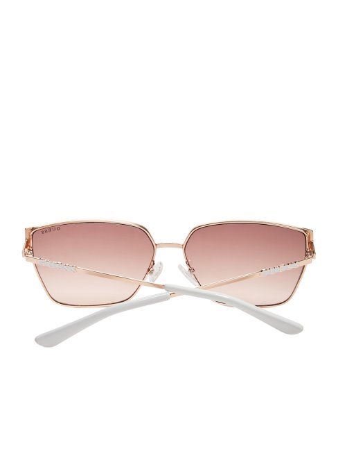 Guess Lunettes De Soleil Carrées-ovales En Métal Ou Mat