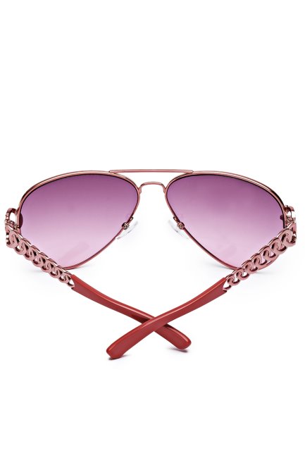 Guess Lunettes De Soleil Aviateur à Maillons Or Rose