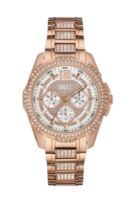 Montre à Cristaux Multifonctions Couleur Ou Rose Guess Sans Couleur