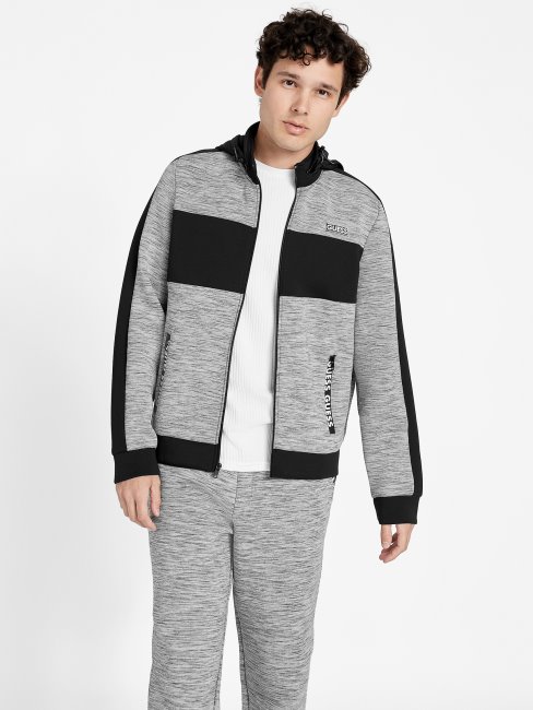 Benson Scuba Veste Zippée à Col Montant Gris Clair Chiné Guess