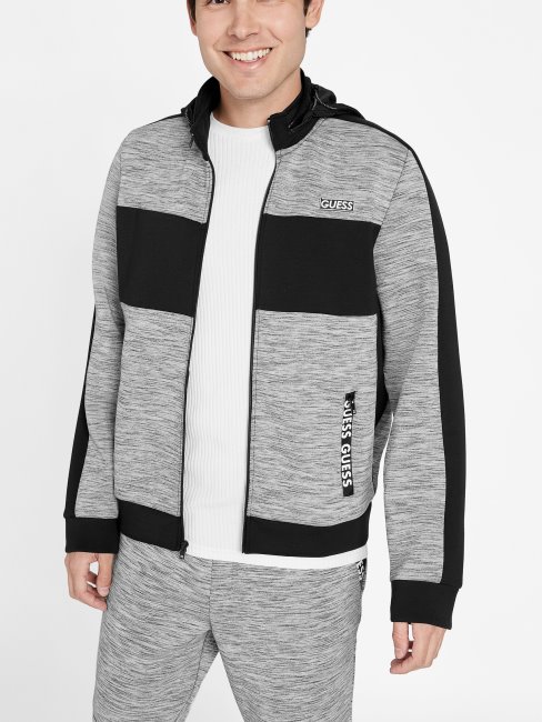 Benson Scuba Veste Zippée à Col Montant Gris Clair Chiné Guess