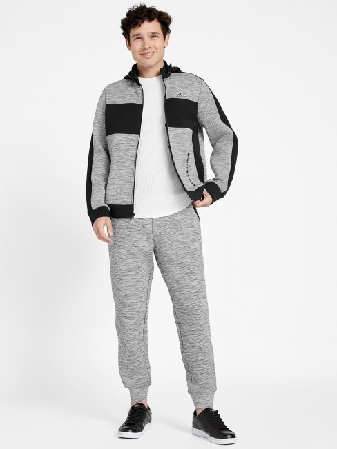 Benson Scuba Veste Zippée à Col Montant Gris Clair Chiné Guess