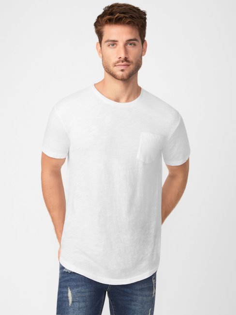 T-shirt Longline Guess Vantor Blanc Pur