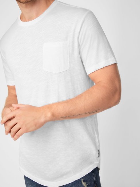 T-shirt Longline Guess Vantor Blanc Pur