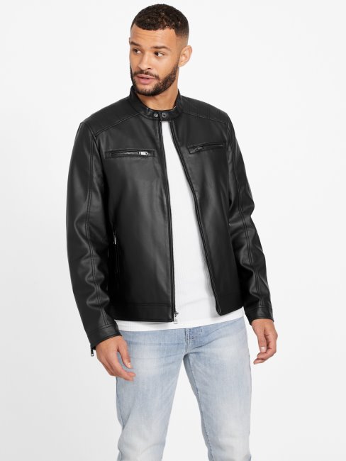Guess Veste En Similicuir Noir De Jais Zacky Moto