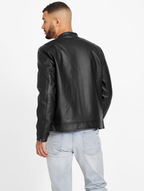 Guess Veste En Similicuir Noir De Jais Zacky Moto