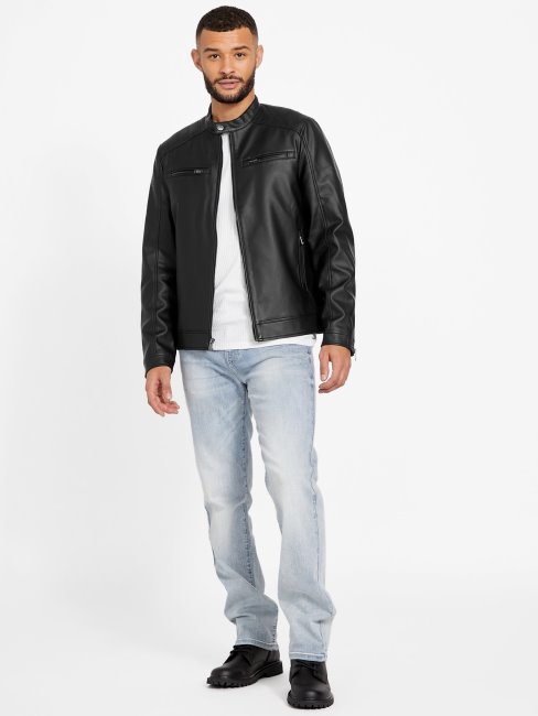 Guess Veste En Similicuir Noir De Jais Zacky Moto
