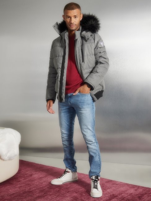 Duncan Doudoune Gris Chiné Clair Guess