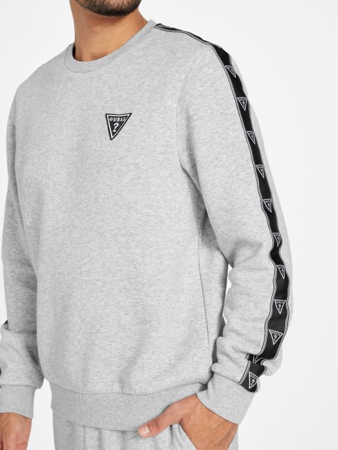 Guess Pull Ras Du Cou à Logo Dover Gris Chiné Clair