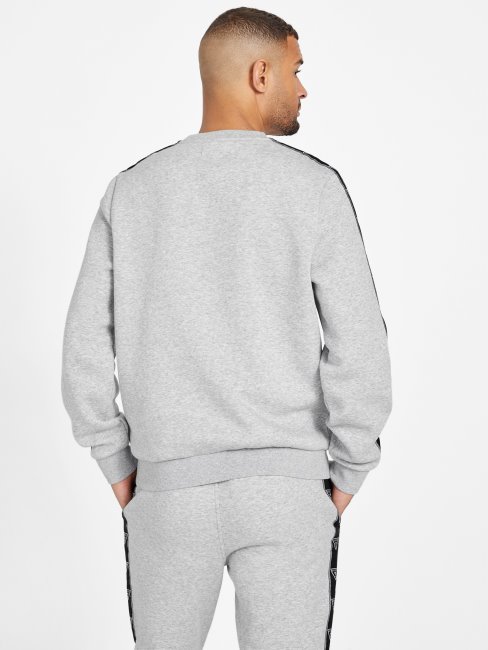 Guess Pull Ras Du Cou à Logo Dover Gris Chiné Clair