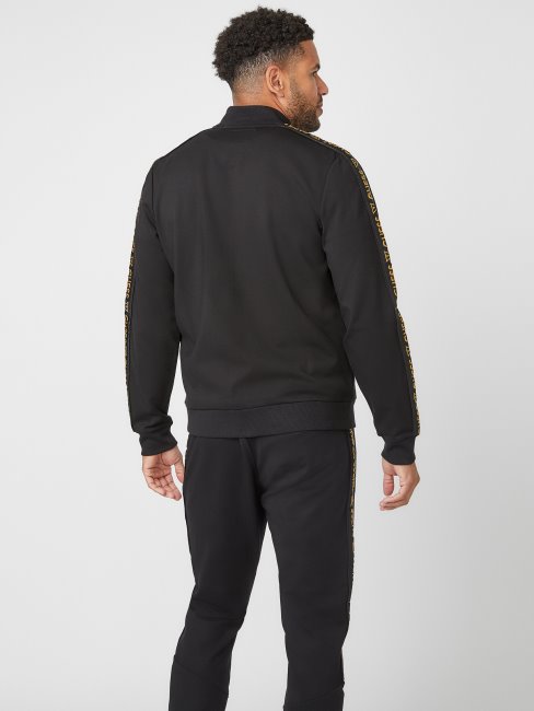 Blouson Aviateur à Bande Logo Jon Noir Jet Guess