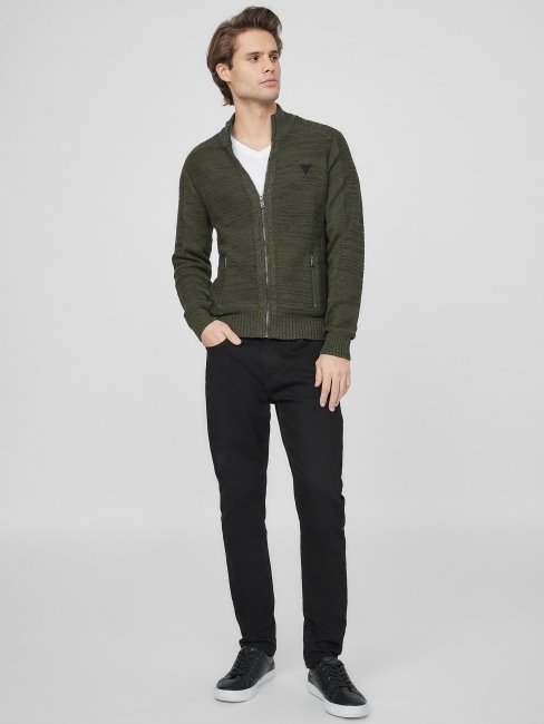 Chet Chandail à Col Montant Chiné Guess Vert D'escalade