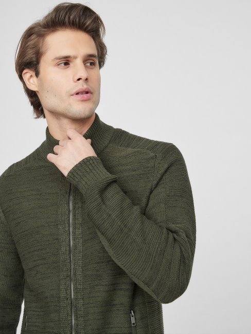 Chet Chandail à Col Montant Chiné Guess Vert D'escalade