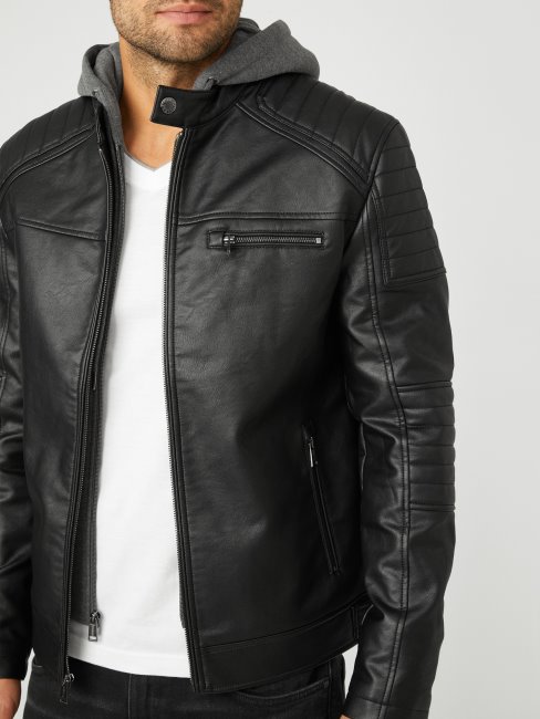 Daniel Veste De Motard En Similicuir Guess Noir De Jais