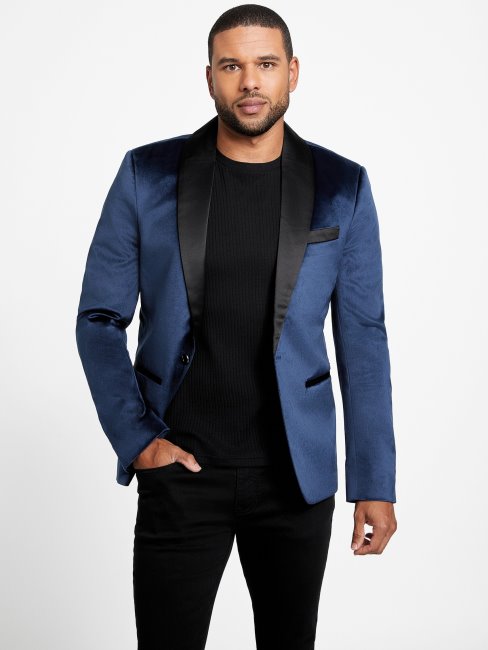 Guess Blazer En Velours Bleu Raul