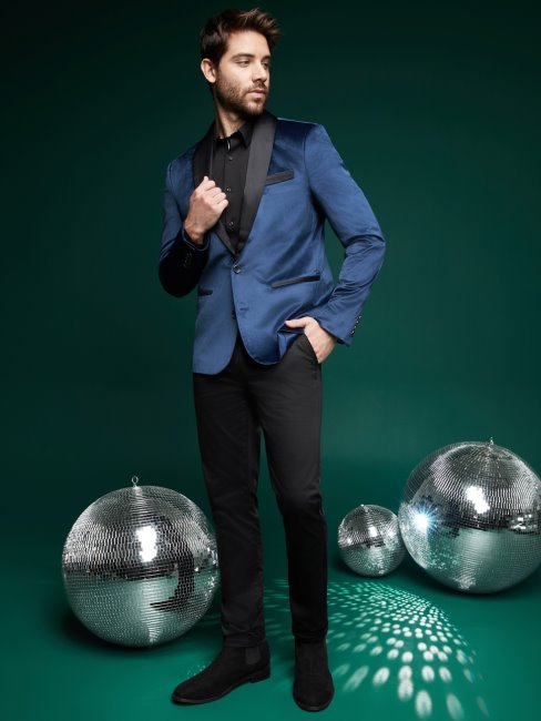 Guess Blazer En Velours Bleu Raul