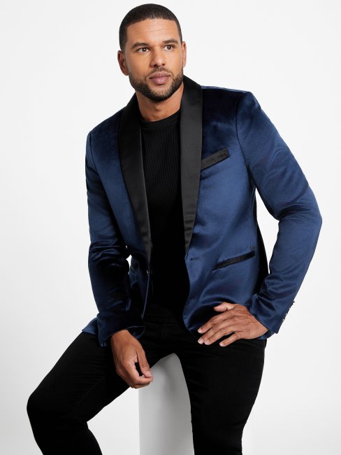 Guess Blazer En Velours Bleu Raul