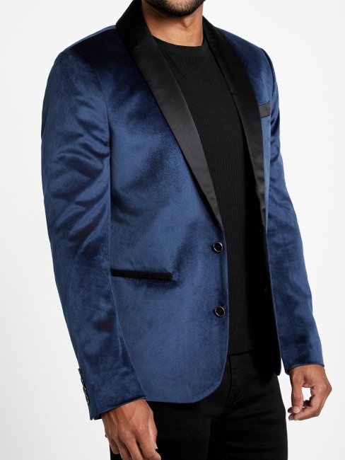 Guess Blazer En Velours Bleu Raul