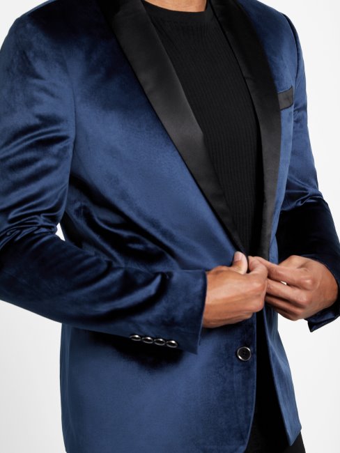 Guess Blazer En Velours Bleu Raul